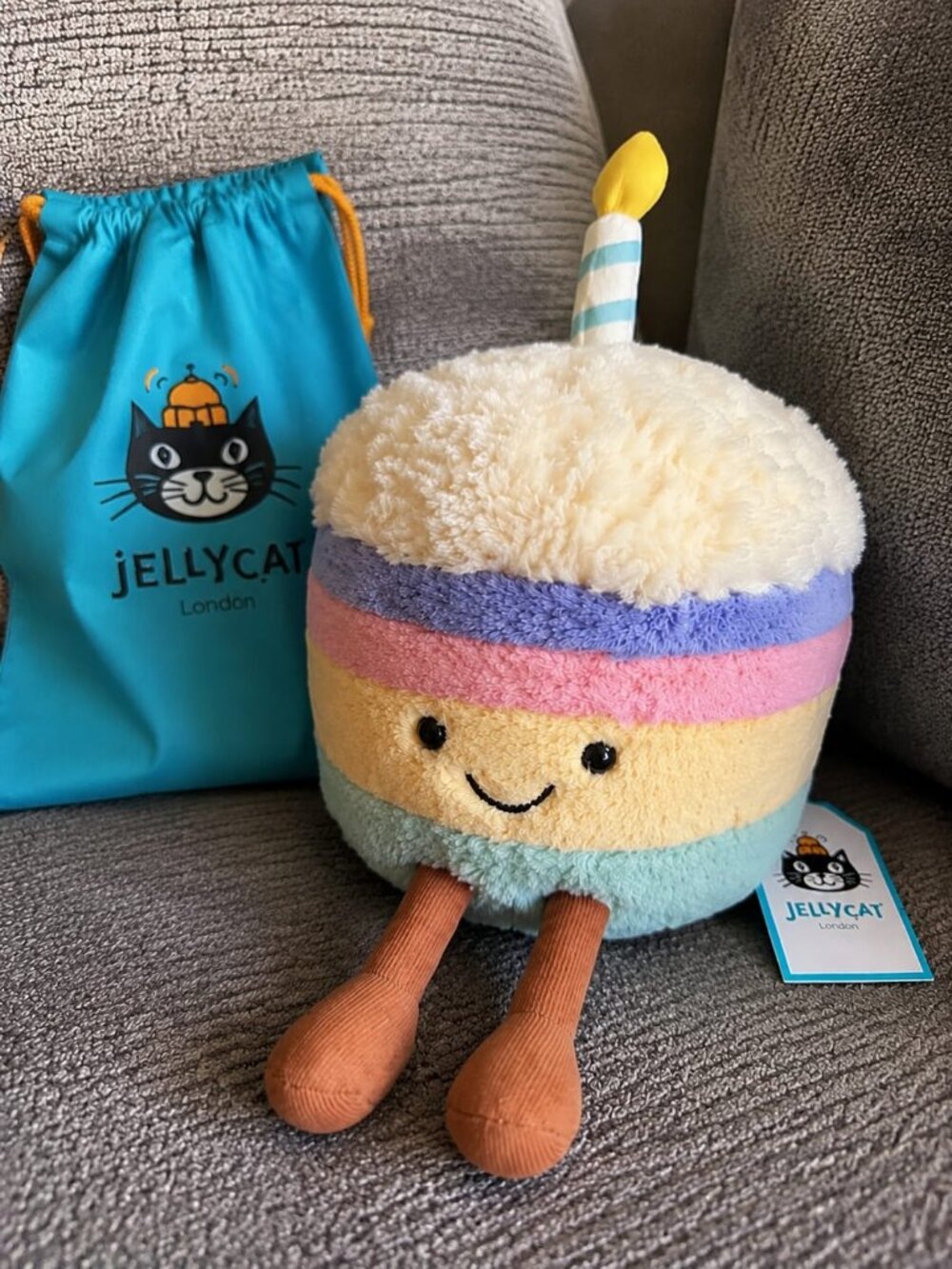 Jellycat Amuseables Rainbow Birthday Cake Plush Stuffed Toy Food Gift NEW NWT - Picture 3 of 6